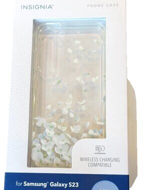 Insignia Clear Floral Hard-Shell Case Samsung Galaxy S23 Wireless Charging Comp